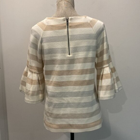 Maeve Helsa Metallic Striped Ruffle Sleeve top medium - Picture 9 of 13